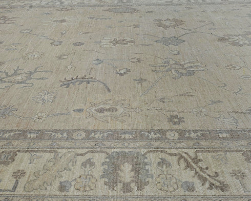 10x14 Brown Oushak Turkish Hand Knotted Soft Wool Area Rug